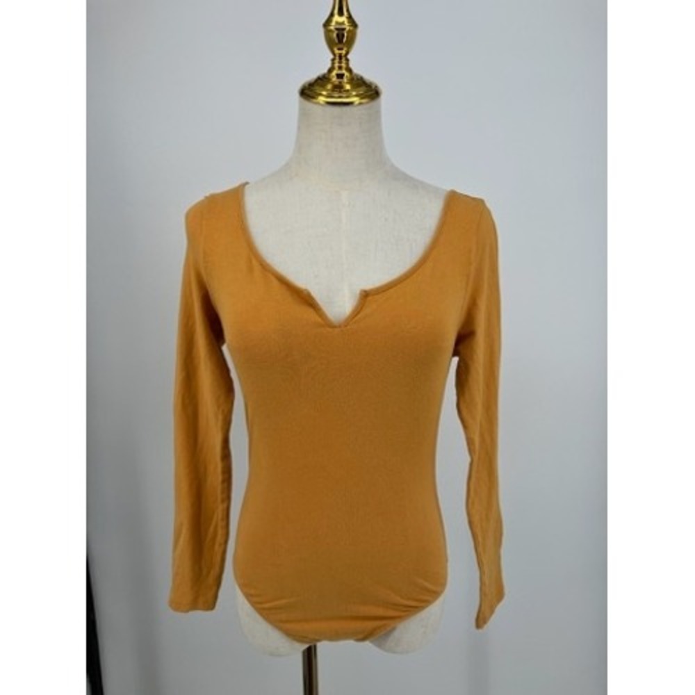Victoria's Secret PINK Long Sleeve Bodysuit Mustard Small Loungewear Casual